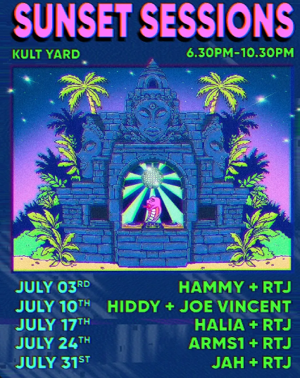 Sunset Sessions line-up poster, 6.30pm to 10.30pm